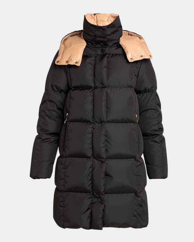 Litte Long Down Puffer Coat with Detachable Hood
